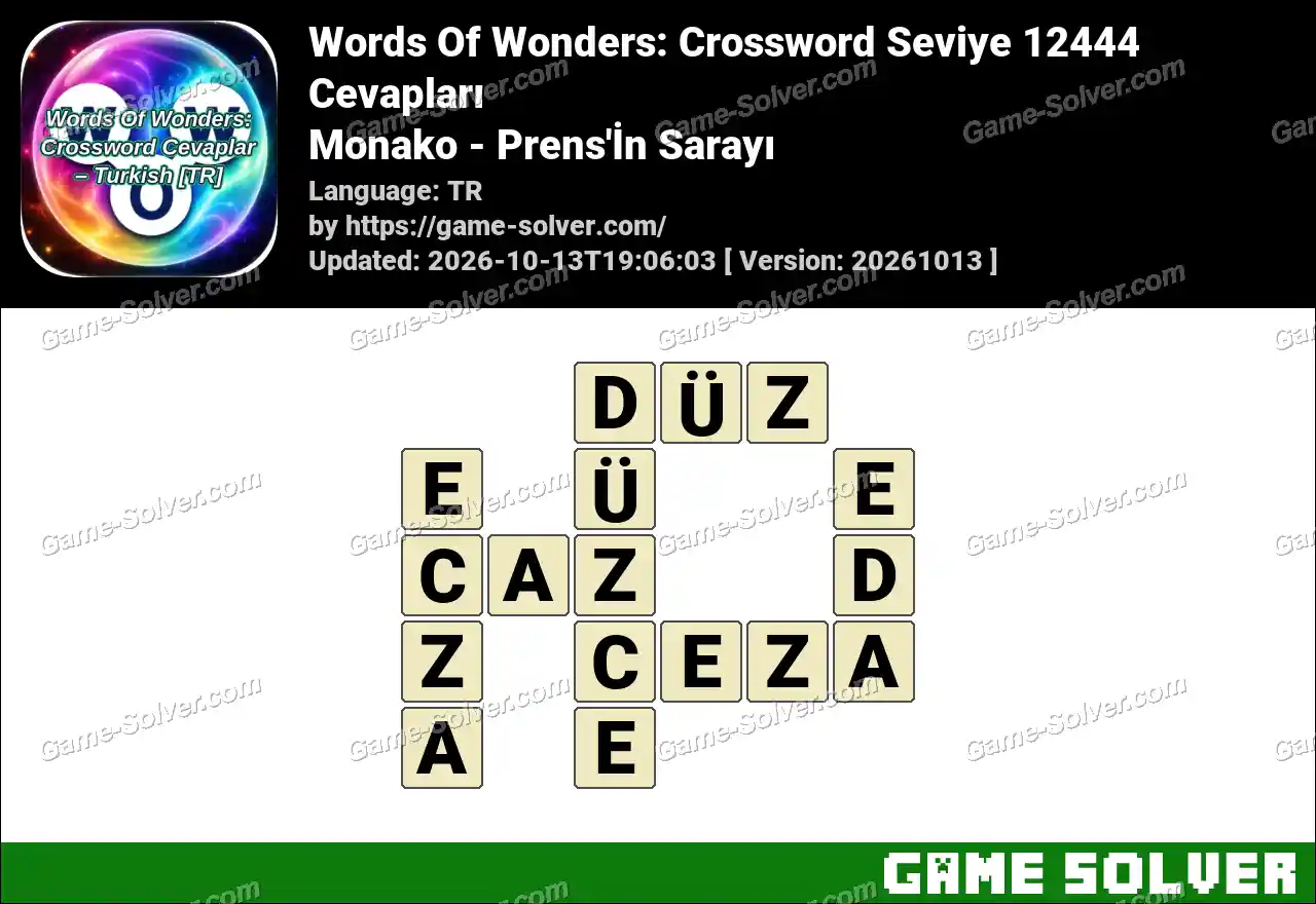 Words Of Wonders: Crossword Seviye 12444 Cevapları – Monako – Prens’İn Sarayı